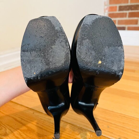 Saint Laurent YSL Black Calfskin Janis Stiletto Heel Platform Pumps 38.5 - Picture 11 of 16